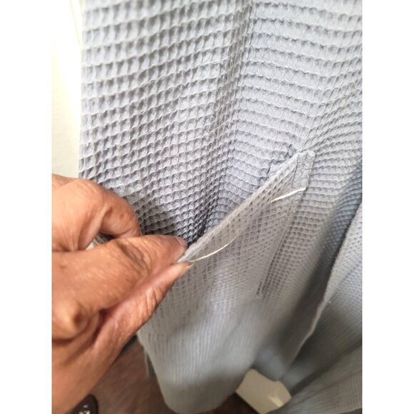 Lotus Linen Plus Size Gray Waffle Knit Bathrobe With Shawl Collar & Pockets Size - Picture 5 of 12